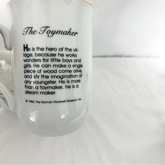 VINTAGE SET Of 5 Norman Rockwell Museum Coffee Mugs Cups White Gold Trim JAPAN - Picture 11 of 15